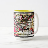 Vogelmodellen:  pacocks 01 tweekleurige koffiemok (Voorkant rechts)