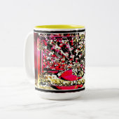 Vogelmodellen:  pacocks 01 tweekleurige koffiemok (Voorkant links)