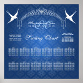 Vogelmonogram blauw poster (Voorkant)