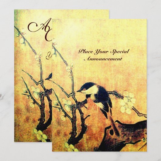 VOGELMONOGRAM, Geel bruin Kaart (Voorkant / Achterkant)