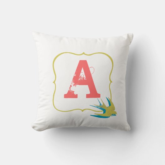  vogelmonogram Pillow Kussen (Voorkant)