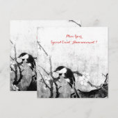 VOGELMONOGRAM, zilvermetelpapier Aankondiging (Voorkant / Achterkant)