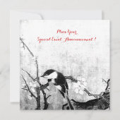 VOGELMONOGRAM, zilvermetelpapier Aankondiging (Voorkant)