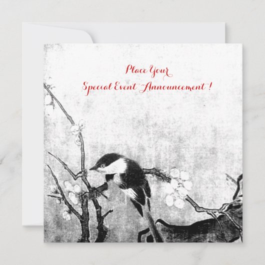 VOGELMONOGRAM, zilvermetelpapier Aankondiging (Voorkant)