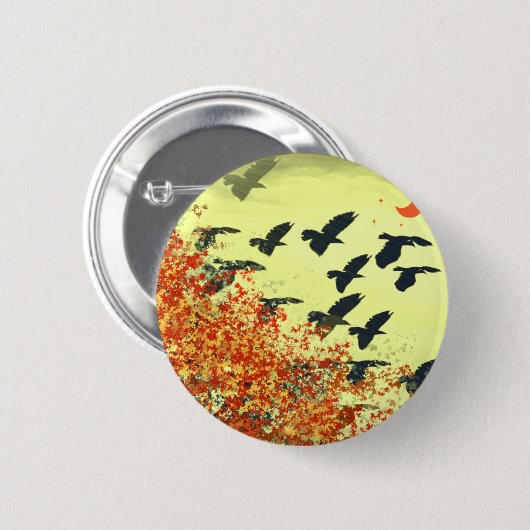 Vogelmoon Ronde Button 5,7 Cm (Voorkant /achterkant)