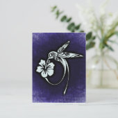 Vogelmotif op blauw briefkaart (Staand voorkant)