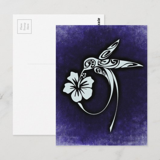 Vogelmotif op blauw briefkaart (Voorkant / Achterkant)