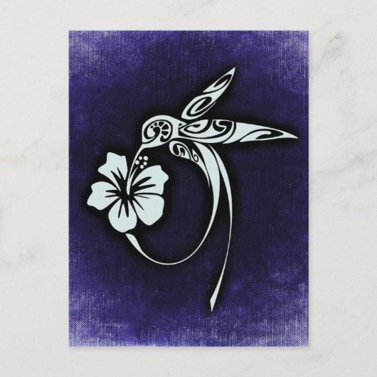 Vogelmotif op blauw briefkaart (Voorkant)