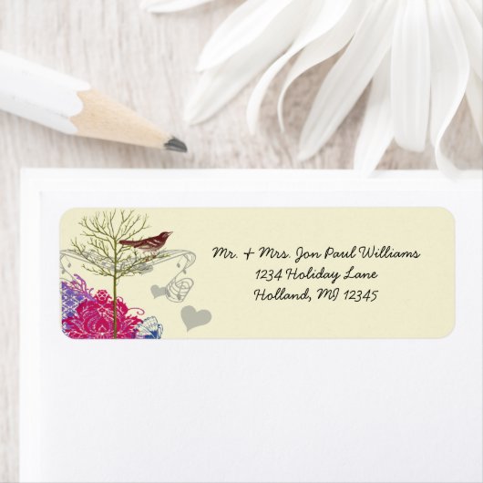  vogelmusical Bright Raspberry Damask Etiket (Insitu)