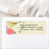  vogelMusical Coral Damask Tree-adres Etiket (Insitu)