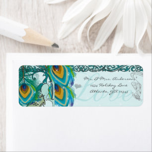 vogelmusical Love Peacock Feather Adres Etiket