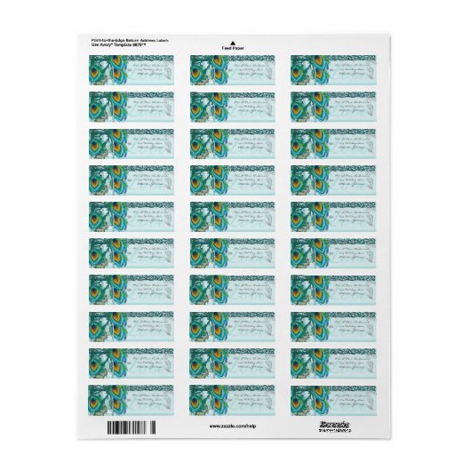  vogelmusical Love Peacock Feather Adres Etiket (Full Sheet)