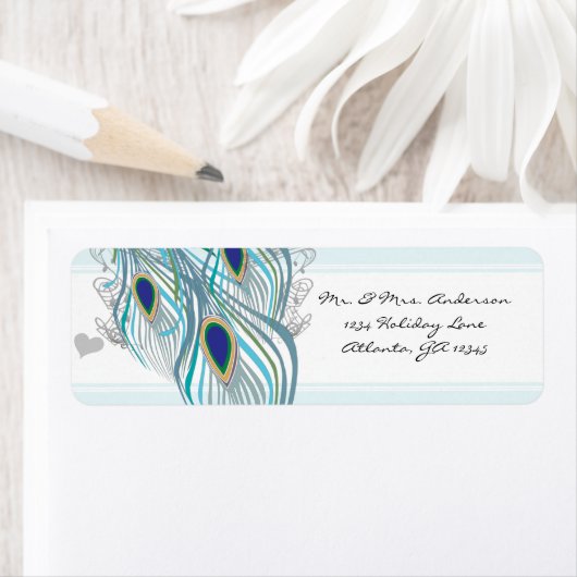  vogelmusical Peacock Feather Address Etiket (Insitu)