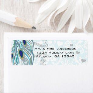  vogelmusical Peacock Feather Address Etiket
