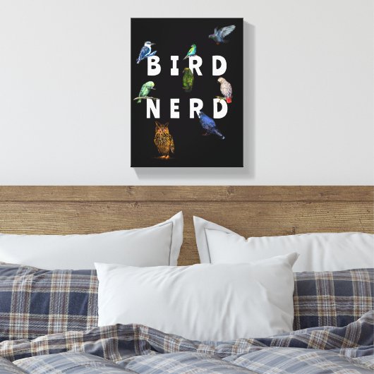 VOGELNERD, papegaaien, uil, duiven, kookaburra Canvas Afdruk (Insitu (Slaapkamer))