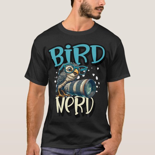 Vogelnerd Schattige Uil Overdreven Bril Camera Gra T-shirt (Voorkant)