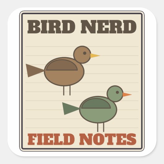 Vogelnerd veldnotities Vogelspotten schets Vierkante Sticker (Voorkant)