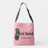 Vogelnerduil roze crossbody tas (Achterkant)