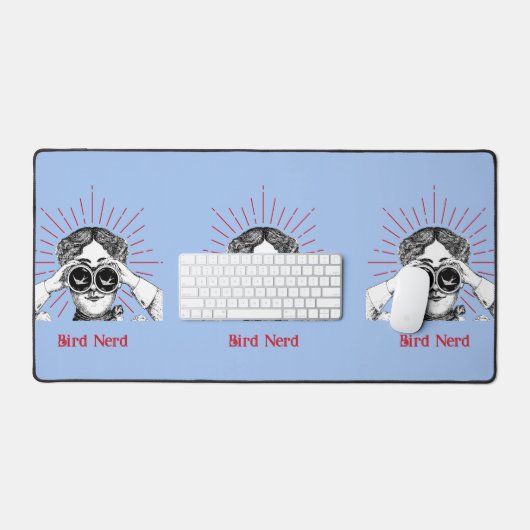 Vogelnerdvrouw verrekijker bureaumat (Keyboard & Muis)