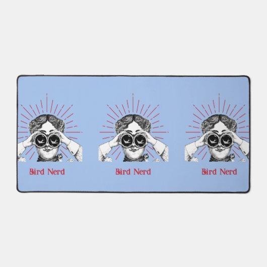 Vogelnerdvrouw verrekijker bureaumat (Voorkant)