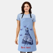 Vogelnerdvrouw verrekijker schort (Gedragen)