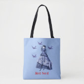 Vogelnerdvrouw verrekijker tote bag (Voorkant)