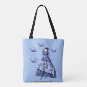 Vogelnerdvrouw verrekijker tote bag (Achterkant)