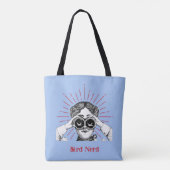 Vogelnerdvrouw verrekijker tote bag (Achterkant)
