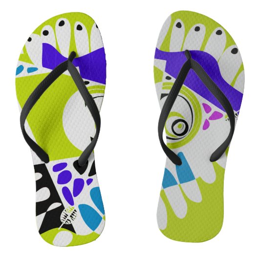 Vogelnest - avocado groen grijs teenslippers (Voetbed)