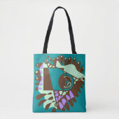 Vogelnest - Blauwgroen groene chocoladebruin Tote Bag (Voorkant)