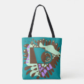 Vogelnest - Blauwgroen groene chocoladebruin Tote Bag (Achterkant)