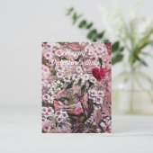 VOGELNEST, BLOEMEN, VLECHT HART VALENTIJN DAG FEESTDAGENKAART (Staand voorkant)