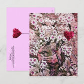 VOGELNEST, BLOEMEN, VLECHT HART VALENTIJN DAG FEESTDAGENKAART (Voorkant / Achterkant)