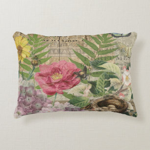 Vogelnest Bloementuin Bloem Vlinder Kunst Accent Kussen