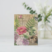 Vogelnest Bloementuin Bloem Vlinder Kunst Briefkaart (Staand voorkant)