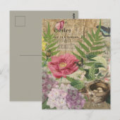 Vogelnest Bloementuin Bloem Vlinder Kunst Briefkaart (Voorkant / Achterkant)