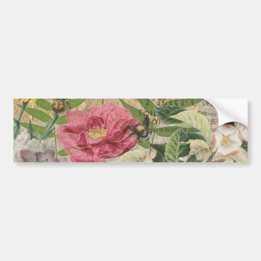 Vogelnest Bloementuin Bloem Vlinder Kunst Bumpersticker (Voorkant)