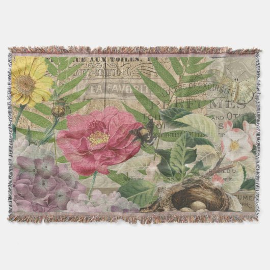 Vogelnest Bloementuin Bloem Vlinder Kunst Deken (Voorkant)