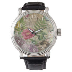 Vogelnest Bloementuin Bloem Vlinder Kunst Horloge