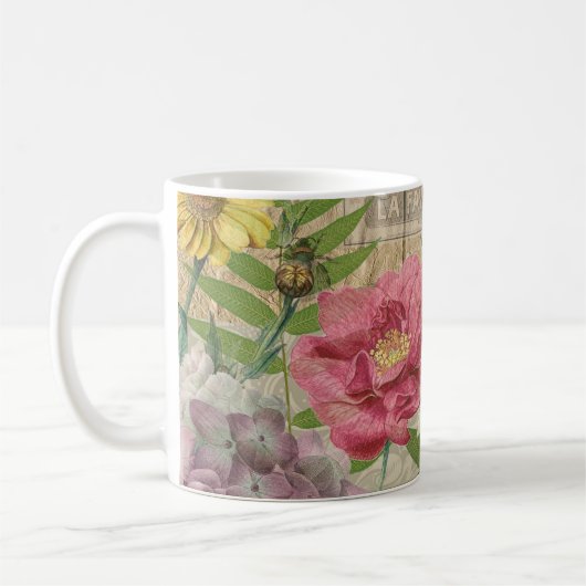 Vogelnest Bloementuin Bloem Vlinder Kunst Koffiemok (Links)