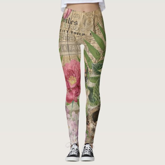 Vogelnest Bloementuin Bloem Vlinder Kunst Leggings (Voorkant)