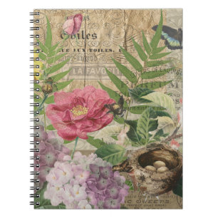 Vogelnest Bloementuin Bloem Vlinder Kunst Notitieboek