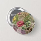 Vogelnest Bloementuin Bloem Vlinder Kunst Ronde Button 5,7 Cm (Voorkant /achterkant)