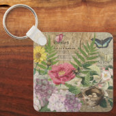 Vogelnest Bloementuin Bloem Vlinder Kunst Sleutelhanger (Voorkant)