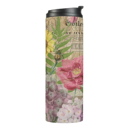 Vogelnest Bloementuin Bloem Vlinder Kunst Thermosbeker (Gedraaid links)
