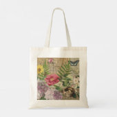 Vogelnest Bloementuin Bloem Vlinder Kunst Tote Bag (Achterkant)