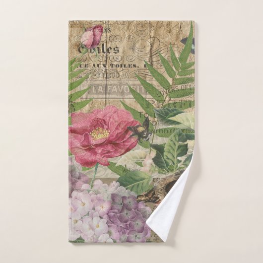 Vogelnest bloementuin Bloemvlinderkunst Bad Handdoek (Handdoek)