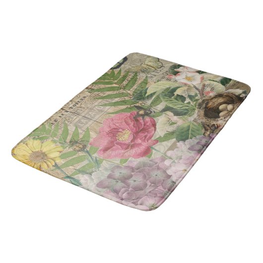 Vogelnest bloementuin Bloemvlinderkunst Badmat (Gekanteld)