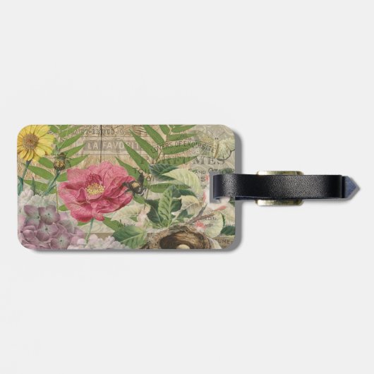 Vogelnest bloementuin Bloemvlinderkunst Bagagelabel (Achterkant horizontaal)