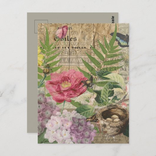 Vogelnest bloementuin Bloemvlinderkunst Briefkaart (Voorkant / Achterkant)